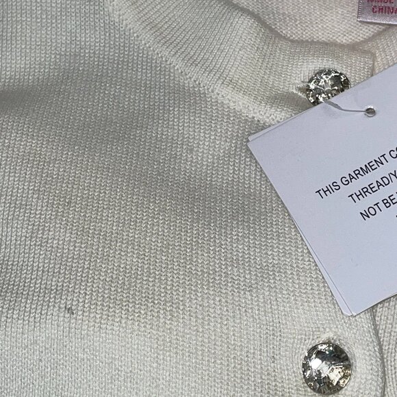 NWT White Sequined Sparkly Christmas Trees Cardigan Sweater QUACKER FACTORY XS - Picture 7 of 7